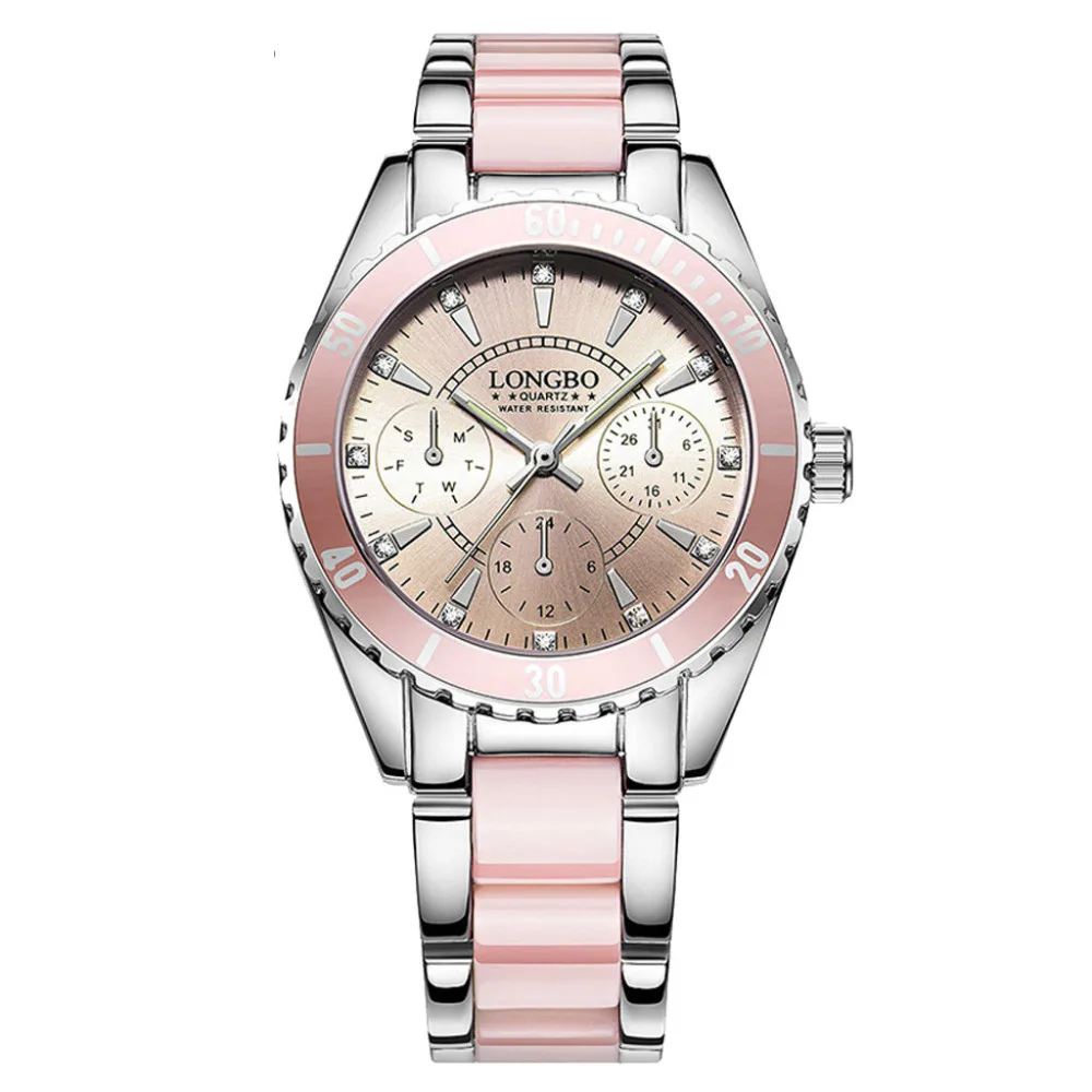

LONGBO Luxury Fashion Watch Ceramic And Alloy Analog Women Watch With Box Women Watches Stainless Steel Bands #4m08