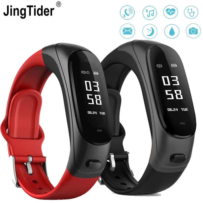 

JingTider V08 Bluetooth Earphone Smart Band 2 in 1 Earband Smart Bracelet Wristbands Heart Rate Blood Pressure Monitor 0.96 inch