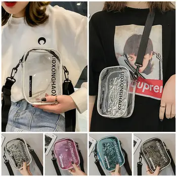 

US Women Girls Clear Crossbody Bag PVC Transparent Handbag Casual Shoulder Bags