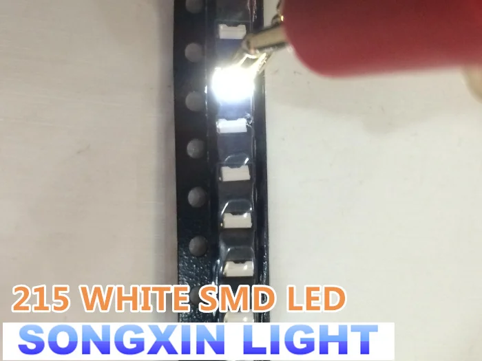100 белых светодиодов SMD 215-6000 k вид сбоку 9000*2 8*1 2 мм излучающая супер яркая