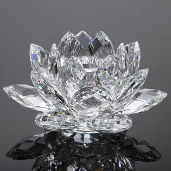

Crystal Glass Lotus Flower Candle Holder Tea Light Holder Buddhist Candlestick holder decorative Party Wedding decorations