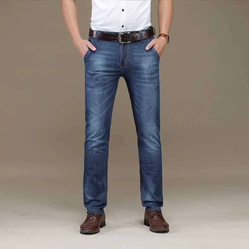 High Waist Cotton Mens Classic Jeans Baggy Brand Male Straight Denim