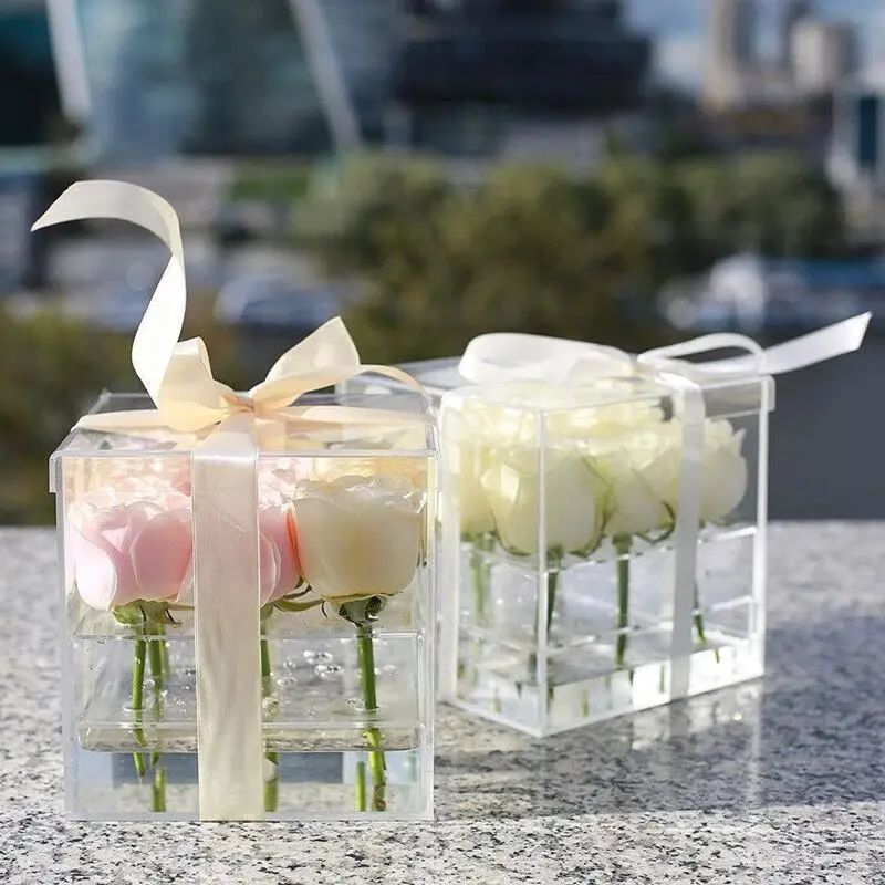 

2018 Aila custom high quality clear acrylic cone shape flower packaging box Without Flowers