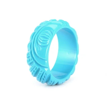 

GuanLong Wholesale Classic Engraving Carved Wide Resin Bangle Bracelet For Women Gifts Bijoux 8 Colors
