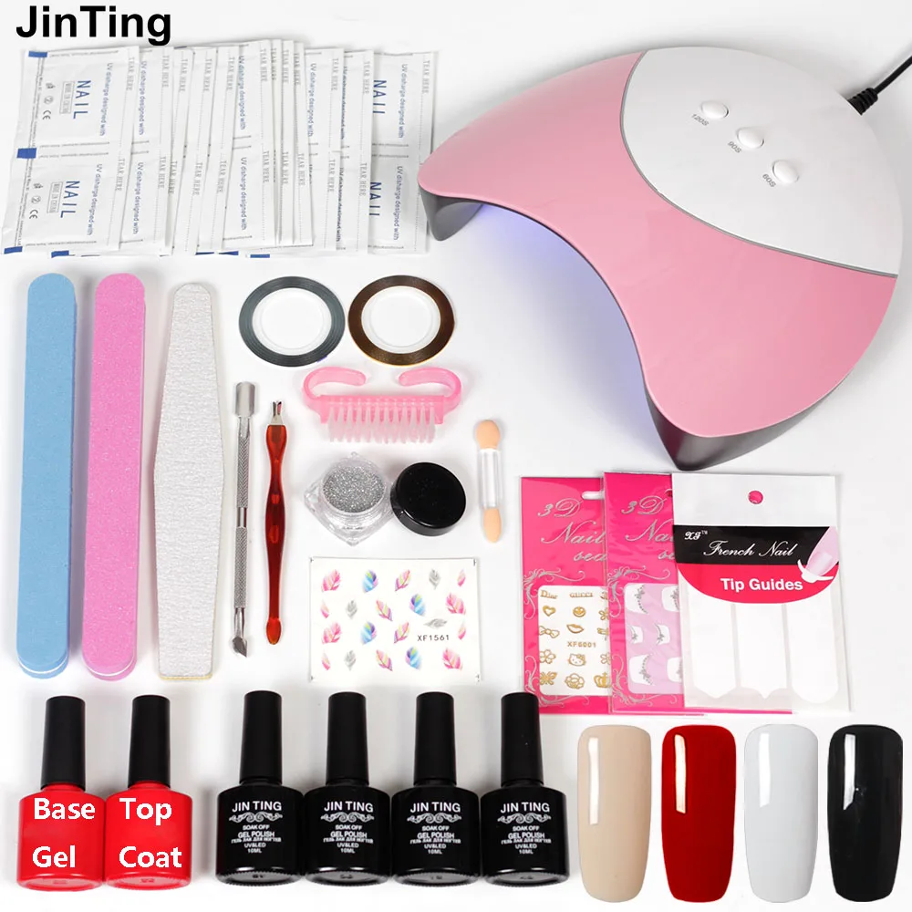 

Nail art Set 36w UV Lamp 4 Color Gel Varnish Mirror Nail Laser Powder&stickers on nails Uv gel Polish set for Manicure Set