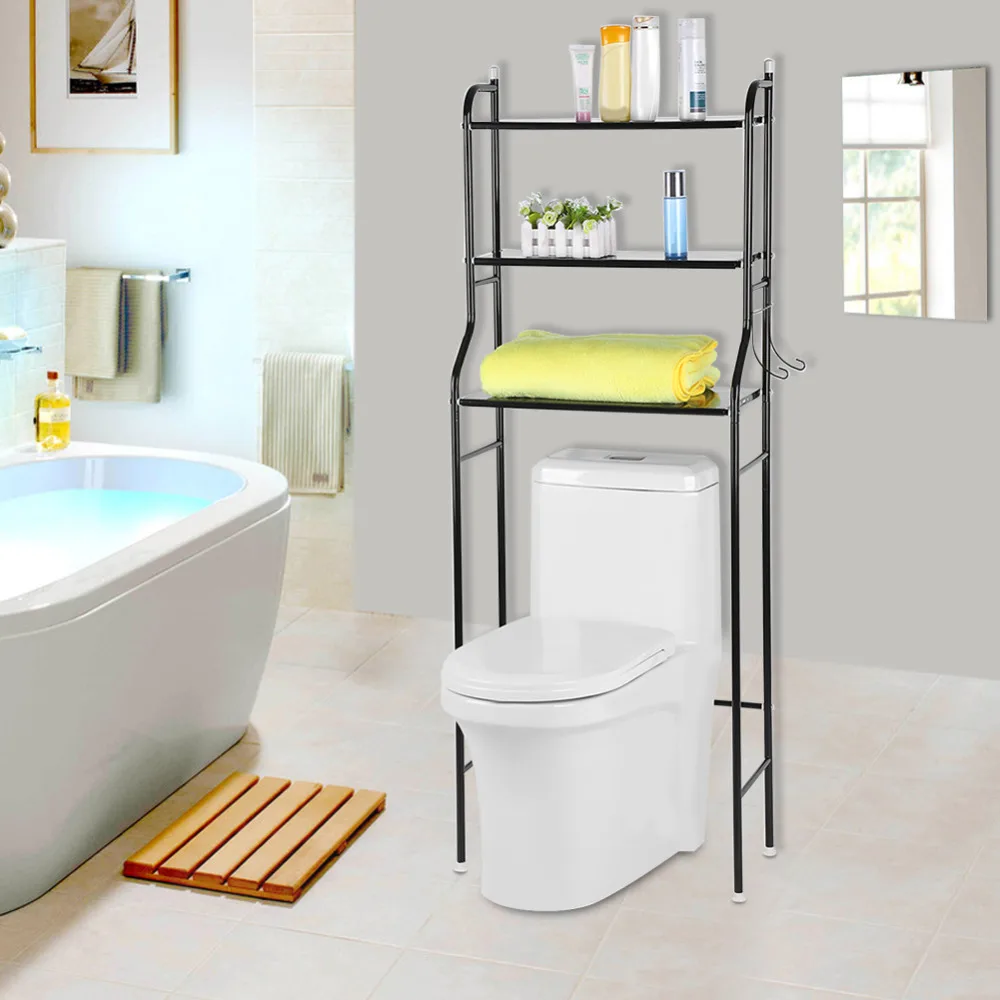3-х уровневый железа Туалет Полотенца стеллаж для хранения держатель над Ванная комната полка органайзер черный, белый цвет по желанию высокое качество