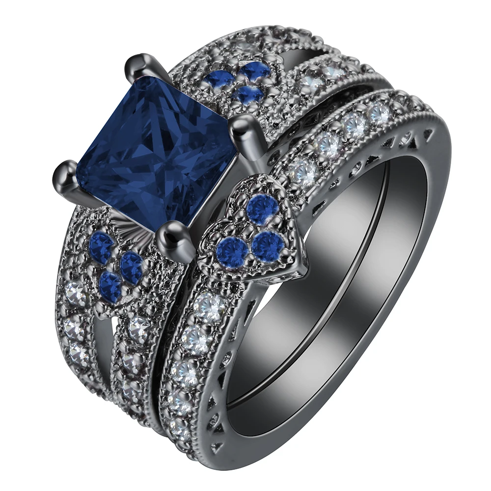 aliexpresscom buy ufooro ring set heart shape black engagement ring micro setting purple royal blue green cz finger vintage love jewelry from reliable - Blue Wedding Ring Set aliexpresscom buy ufooro ring set heart shape black engagement ring micro setting purple royal blue green cz finger vintage love jewelry from reliable - Blue Wedding Ring Set