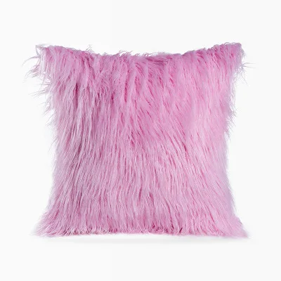 45x45 см мягкая пушистая плюшевая меховая наволочка для дивана мятно-зеленый/розовый/серый/белый/кофейный наволочка теплый чехол для поясничной подушки - Цвет: Розовый