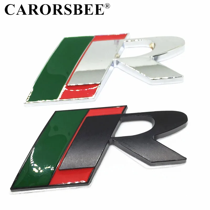 

CARORSBEE 3D Metal R Logo Emblem Badge Car sticker Auto Accessories fender Side Rear Decal for jaguar XJ XE XF XJR XFR S-TYPE S