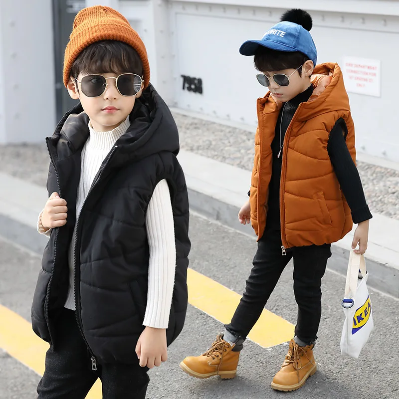 

Kids Vest For Boys 2018 New Fashion Sleeveless Jackets Baby Boy Waistcoats Toddler Boys Autumn Winter Thicken Outwear 9 10 12 14