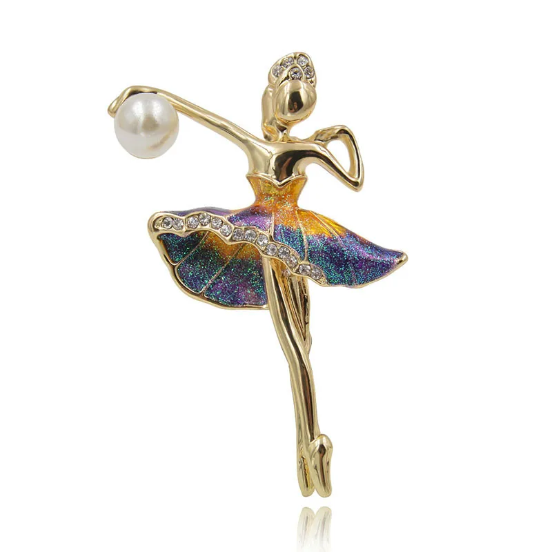 Gymnastics Girl Brooches for Women Cute Enamel Ballet Dancing Pin Bijouterie Corsage Fashion Jewelry | Украшения и аксессуары