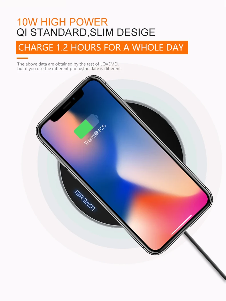 Оригинальное портативное беспроводное зарядное устройство Love Mei для iPhone X 8 Plus Galaxy