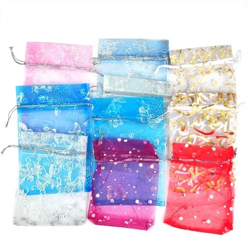 

100 Mixed Organza Wedding Favor Gift Bags Jewellery Pouch 13cm X 10cm