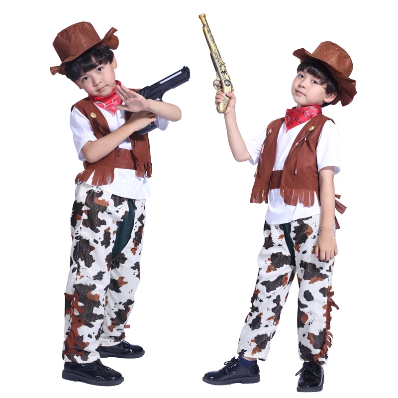 Free Shipping Halloween Costume For Boys Cowboy Stage Costumes Masquerade Costume Cowboy Parents