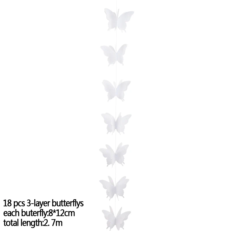 2,7 м, 8 см, бумажная 3D Гирлянда с бабочками, сделай сам, занавеска, цветы для детей, на день рождения, украшение для детской комнаты, Настенный Цветок - Цвет: B01