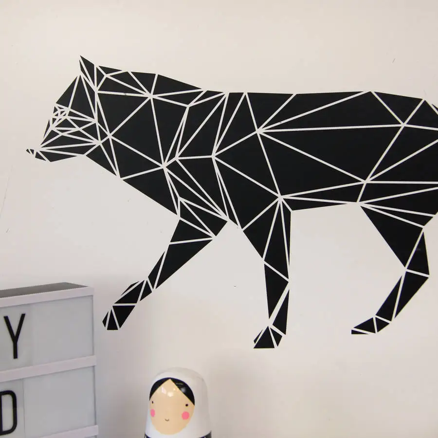 Geometric Wolf Art Vinyl Wall Sticker Decals Bedroom Decor Decoration Wall Decal