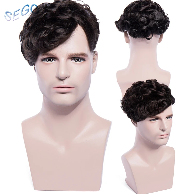 SEGO 8''x10'' Durable Thin Skin PU 0.04-0.05mm Natural Hair Men Toupee Non-remy Hair Indian Hair Replacement System Density 100%