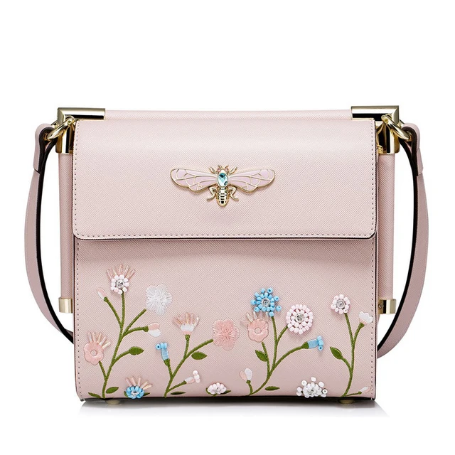New Brand Design Boho Women S Leather Flowers Embroidery Handbags New Brand Design Boho Women S Leather Flowers Embroidery Handbags Fashion Lady Flap Crystal Dragonfly Messenger Crossbody
