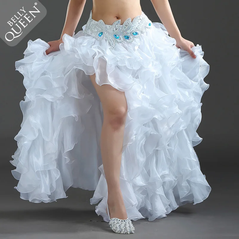 

Belly Dance Skirt Women Sexy Senior Yarn Stage Skirt Long Belly Dance Costume White Professional Dancing Clothes