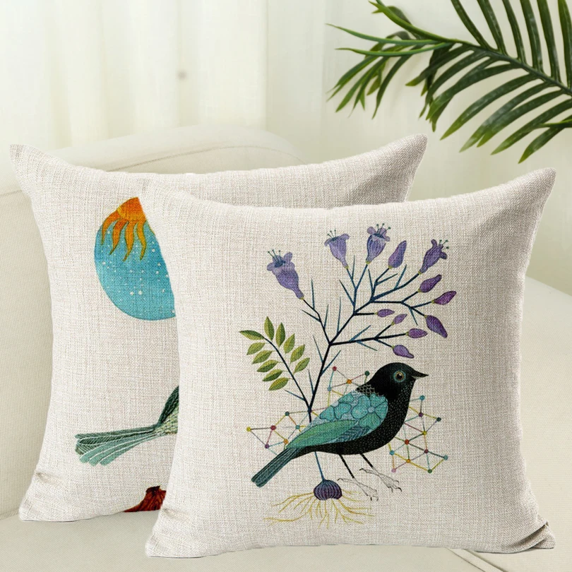 European Vintage Birds Printed Home Decorative Throw Pillows Cover