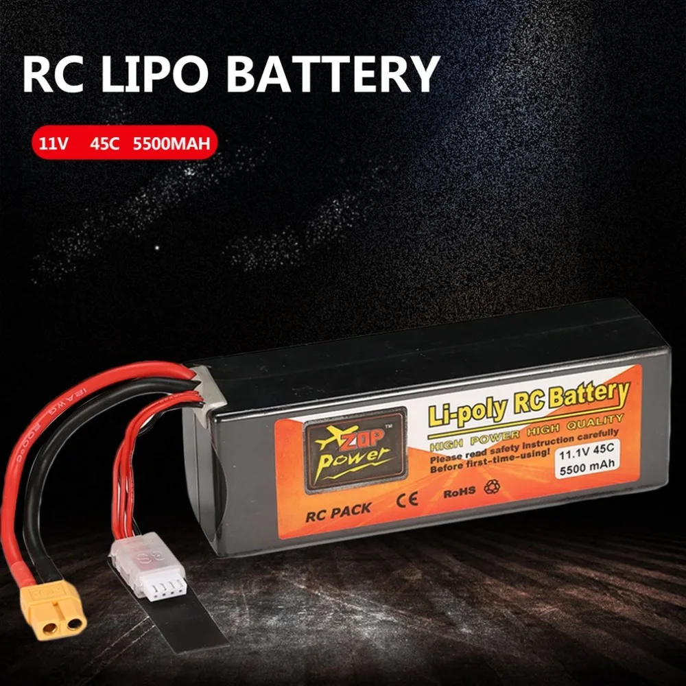 

ZOP Power 11.1V 5500mAh 45C 3S 1P Lipo Battery T Plug Rechargeable for RC Racing Drone Quadcopter Helicopter Car Boat Model