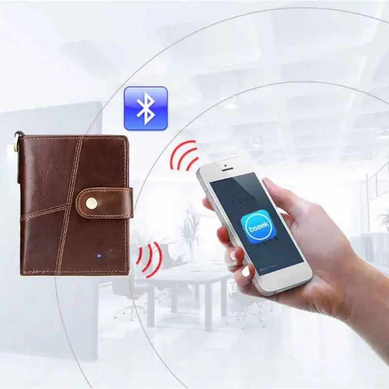 

Smart Wallet RFID Genuine Leather with Alarm GPS Map Bluetooth Taking Photo Record Purse