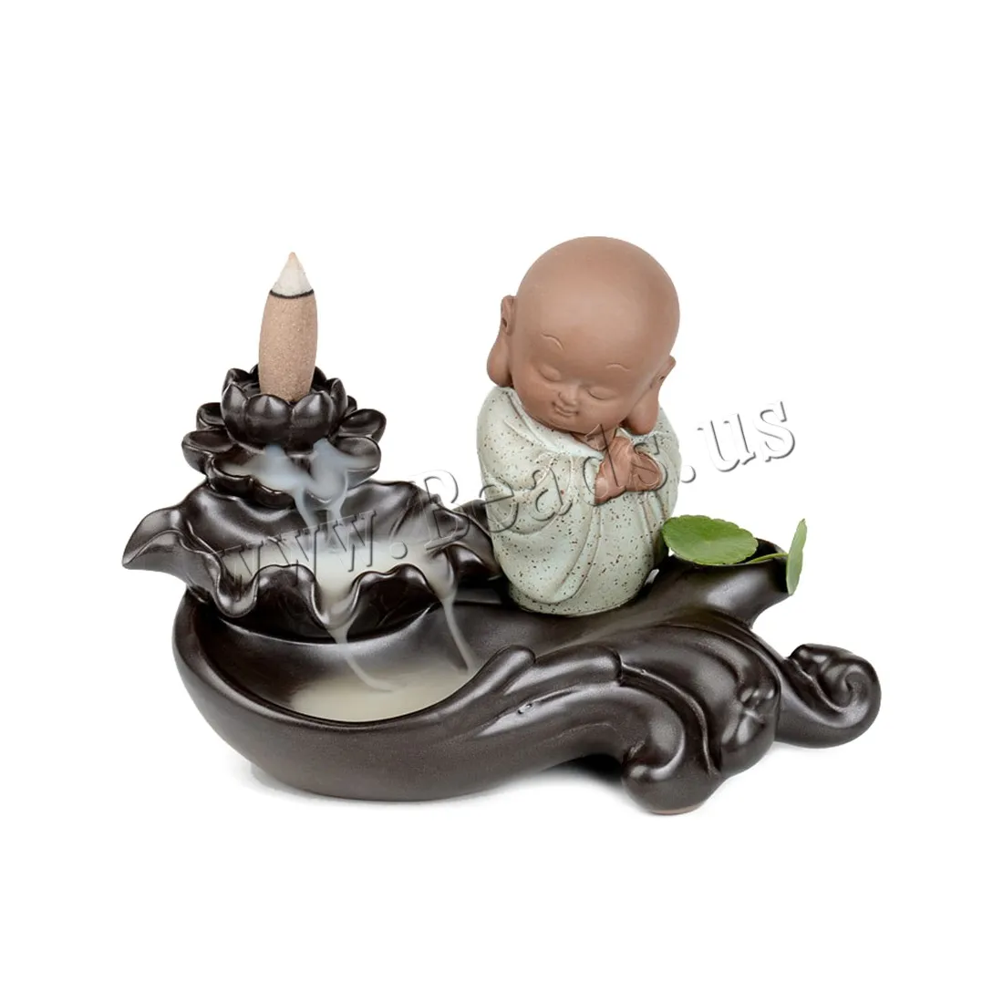 Backflow Incense Burner Little Monk Smoke Waterfall Incense Holder Lotus Flower Incense Censer Use In Home Office Teahouse