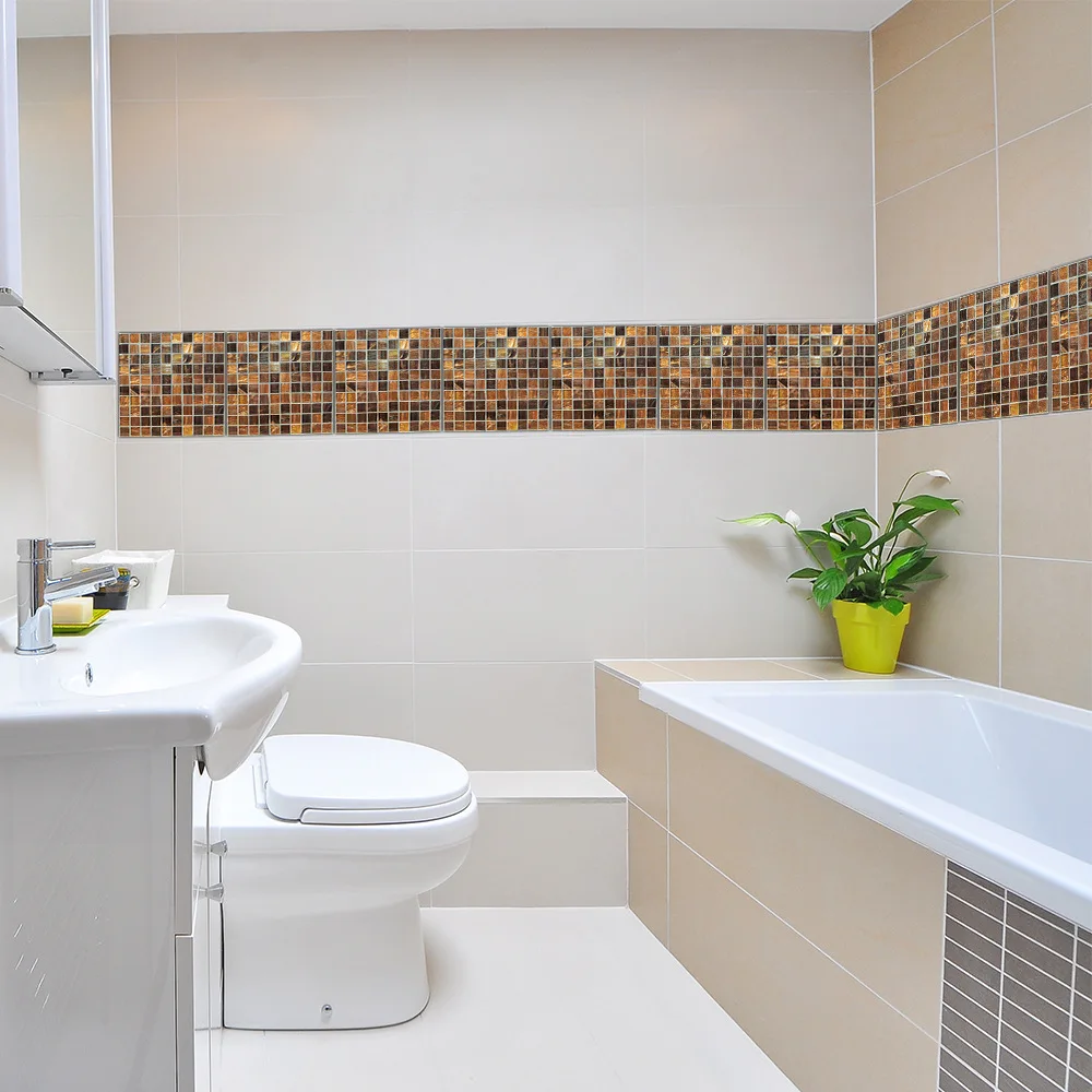 

20x20cm 10pcs/lot Mosaic Tile Stickers Self Adhesive Home Decor Decal For Kitchen Batheroom Waterproof Backsplash Wallpaper