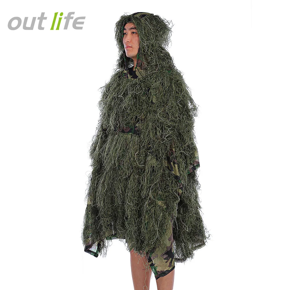 Outlife CS Камуфляжный плащ джунгли Ghillie костюм 3D Bionic Охота Маскировочная форма Снайпер джунгли военный поезд одежда для охоты