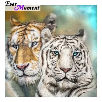 

Ever Moment Diamond Painting Handmade White Tigers Full Square Drill Rhinestone Decoration For Home Diamond Embroidery 3F1193