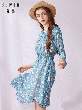 

SEMIR One-neck dress women 2019 summer new sleeves ruffled floral chiffon dresses vintage dress