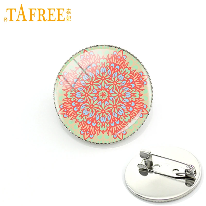 

TAFREE Classic Mandala Geometry Brooch 2017 New Flower of Life round glass Men Women accessories Rhodium Plated jewelry H336
