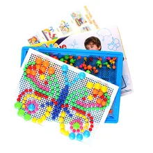 Box-packed 296 Grain Mushroom Nail Puzzle Jointed Board Toy Plastic Children DIY Hand Educational Illustration in Bord