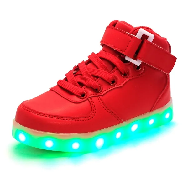 STRONGSHE/детская обувь с подсветкой для мальчиков и девочек; Повседневная светодиодная обувь для детей; usb зарядка; Светодиодный светильник; 3 цвета; детская обувь - Цвет: 2200 Red