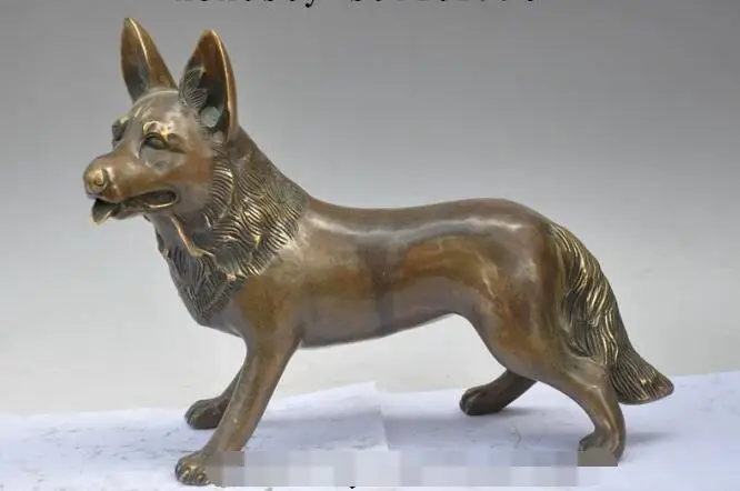 

S5573 14"Chinese fengshui bronze lucky zodiac wolf dog Canine animal statue Sculpture