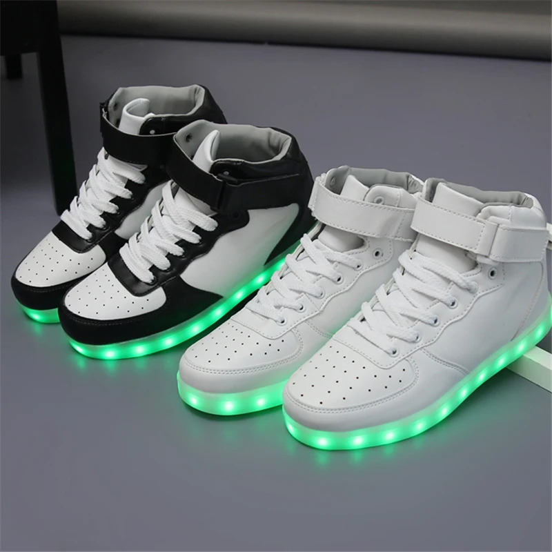 

LED Shoes Men Tenis Led High Top Luminous Light Up Casual Led led USB Charged Shoes Men Flat with Neon Basket Unisex Hot Fashion