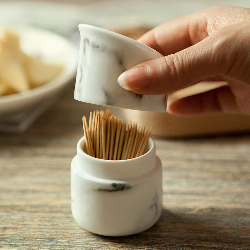 

Ceramic marble pattern Toothpick Holders Toothpicks Decorative Toothpick Box Tooth Pick Holder Toothpicks Holder Household Items