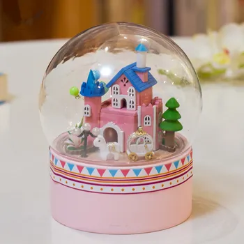 

DIY Hear Happiness Glass Ball Dollhouse Mini Castle Building Kits Wooden Furniture Handmade Assembling Miniatura Creative Gift