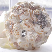 Горячая Распродажа в Потрясающие Свадебные цветы белые свадебные букеты искусственная Роза Букет Buque De Noiva