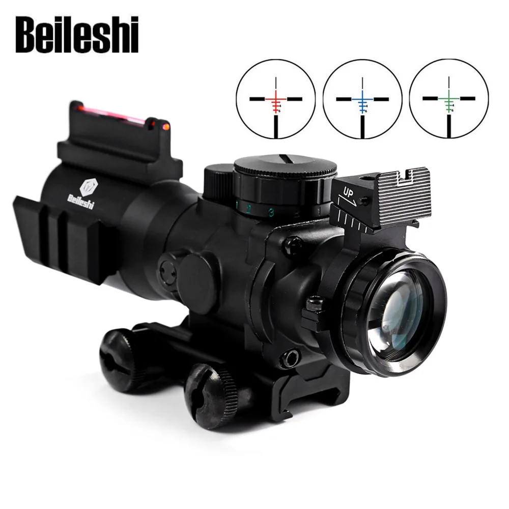

Beileshi Tactical 4X32 Riflescope Fiber Sight 20MM Rail Fiber Optic Tactical Sight For Hunting Gun Rifle Airsoft Sniper Air Gun