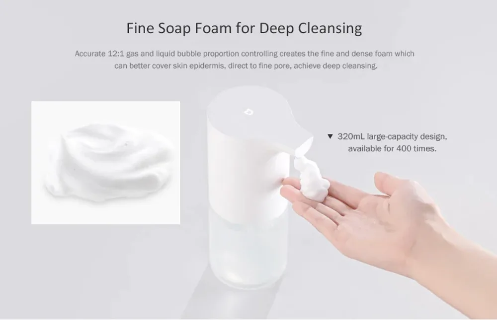 Xiaomi Mijia автоматический Пенообразователь для мытья рук пенообразователь мыла 0,25 s инфракрасный датчик для умного дома