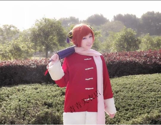 アニメ銀魂コスプレ神楽 Cos ハロウィンパーティー冬服フルセット 2in 1 トップ スカーフ Aliexpress