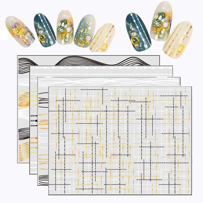 

1pcs Gold Stripe Lines Curve 3D Nail Sticker Metal Strip Tape Bronzing Adhesive Manicure Tips Nail Decoration Decals new 2019