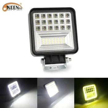 

OKEEN 6000K White LED Work Light Bar 126W Flood Spot Beam Offroad 4WD SUV Driving Fog Lamp For Jeep ATV UAZ Truck Tractor Light