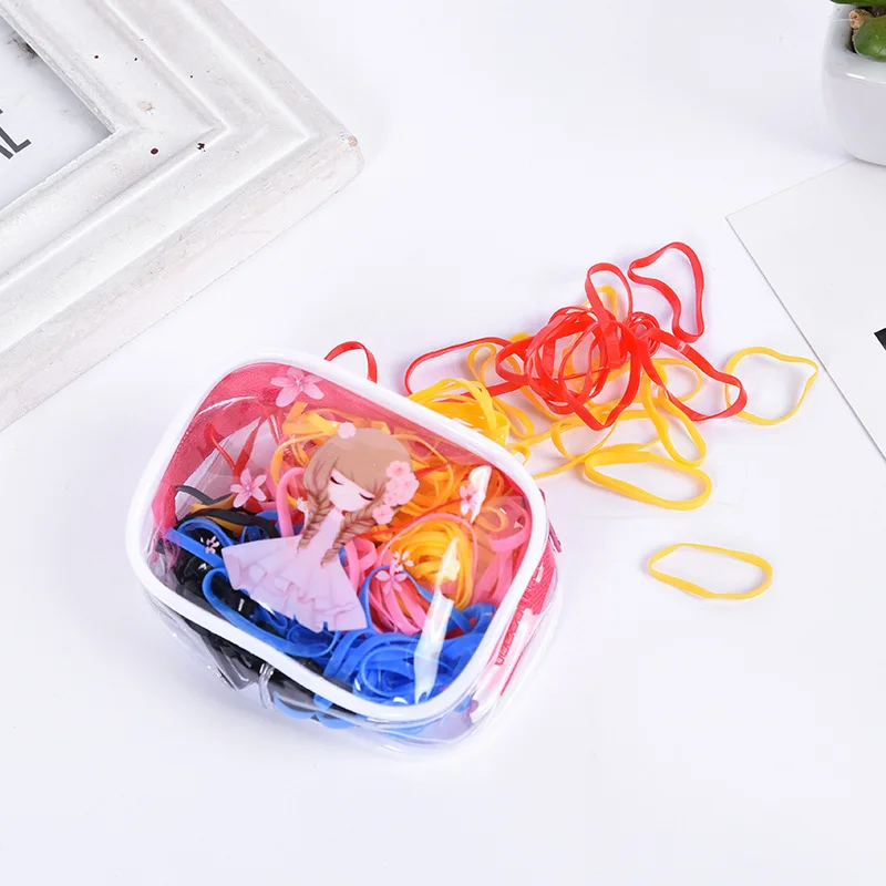 1 Bag Children Do Not Hurt Hair Color Small Hair Ring Strong Pull Continuous one-time Rubber Band Tie Hair Band G0502