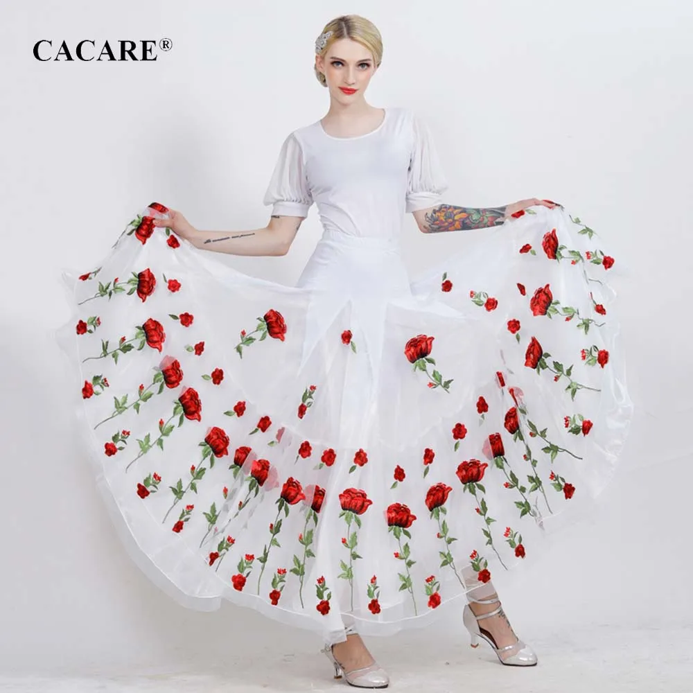 

CACARE Ballroom Dance Competition Dresses Standard Ballroom Waltz Dance Dresses Costumes Top Skirt Set 2 Choices D0103 Big Hem