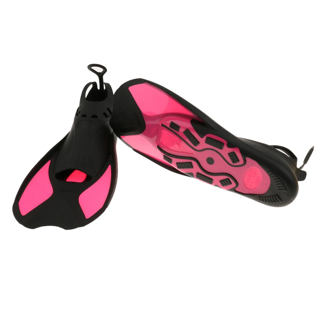 Perfeclan Kid Adult Full Foot Short Fins Scuba Diving Swim Training Flippers Rosy XS Snorkeling Fins 