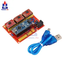 CNC щит V4 Плата расширения Nano V3.0 модуль 3 * A4988 Reprap Шаговые драйверы комплект с Micro USB кабель для Arduino UNO/3D-принтеры