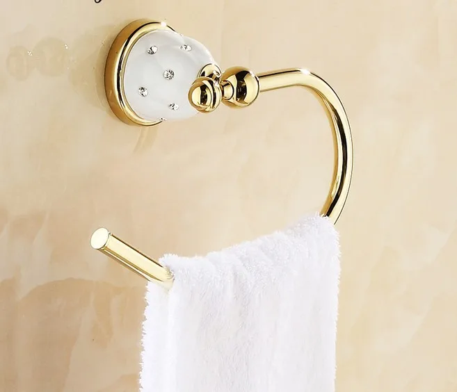 1PC 3 Colors Brass Hand Towel Round Holder Ring Kitchen Bathroom Hardware Accessory KG