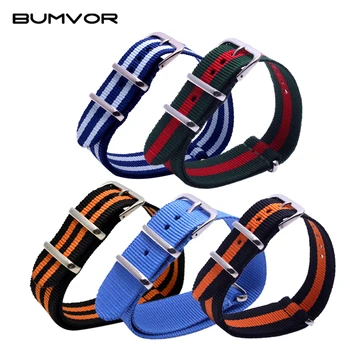 

2018 #78-150 20m Army Sports nato fabric Nylon watchband accessories Bands Buckle belt For 007 James bond Watch Strap black